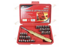 39pc STEEL METAL AUTOMATIC HAND LETTER and NUMBER ID STAMPING PUNCH TOOL KIT SET